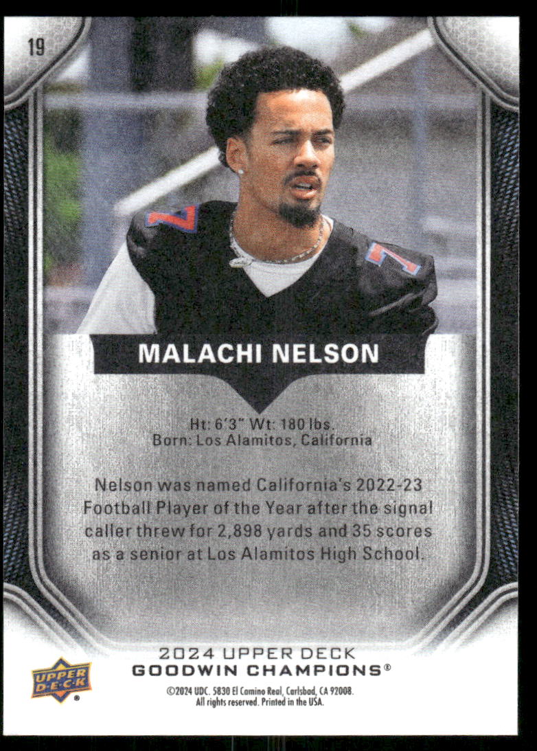 2024 Upper Deck Goodwin Champions Malachi Nelson #19 Football