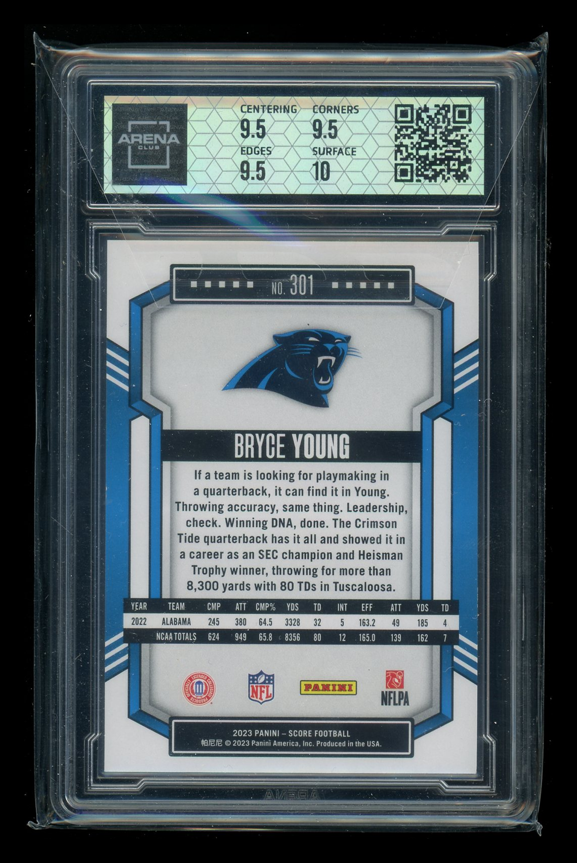 2023 Panini Score Bryce Young #301 RC Football Arena Club 10