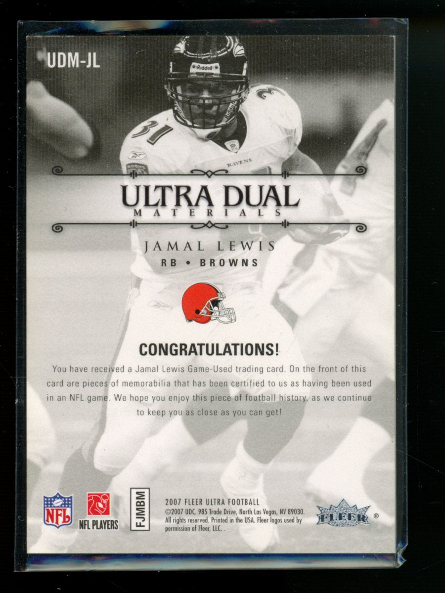 2007 Fleer Ultra Ultra Dual Materials Jamal Lewis #UDM-JL Game-Used Mem 96/99