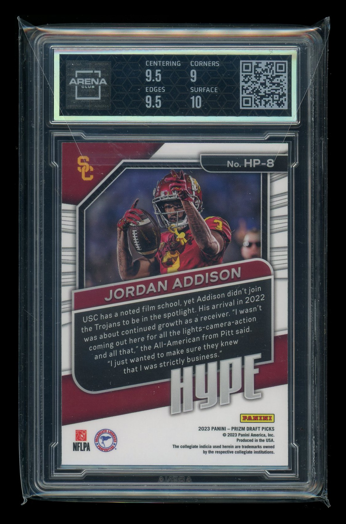 2023 Panini Prizm Draft Picks Hype Jordan Addison #HP-8 Football Arena Club 9.5