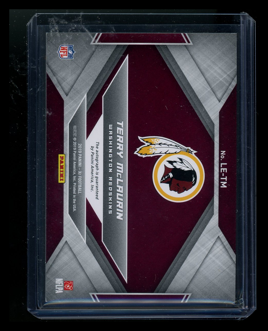 2019 Panini XR Luminous Endorsements Terry McLaurin #LE-TM Autograph 23/49