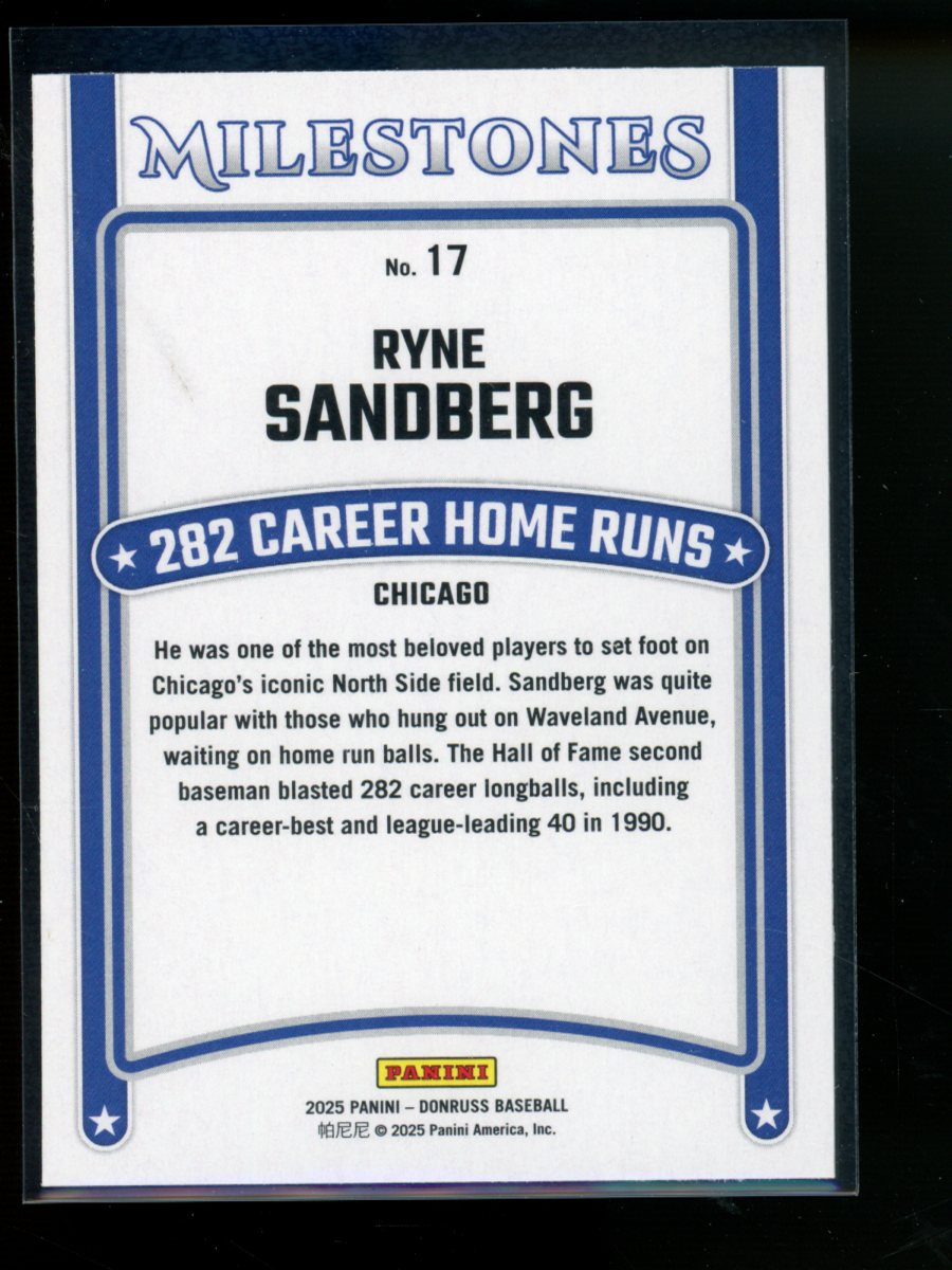 2025 Panini Donruss Milestones Ryne Sandberg #17 Baseball
