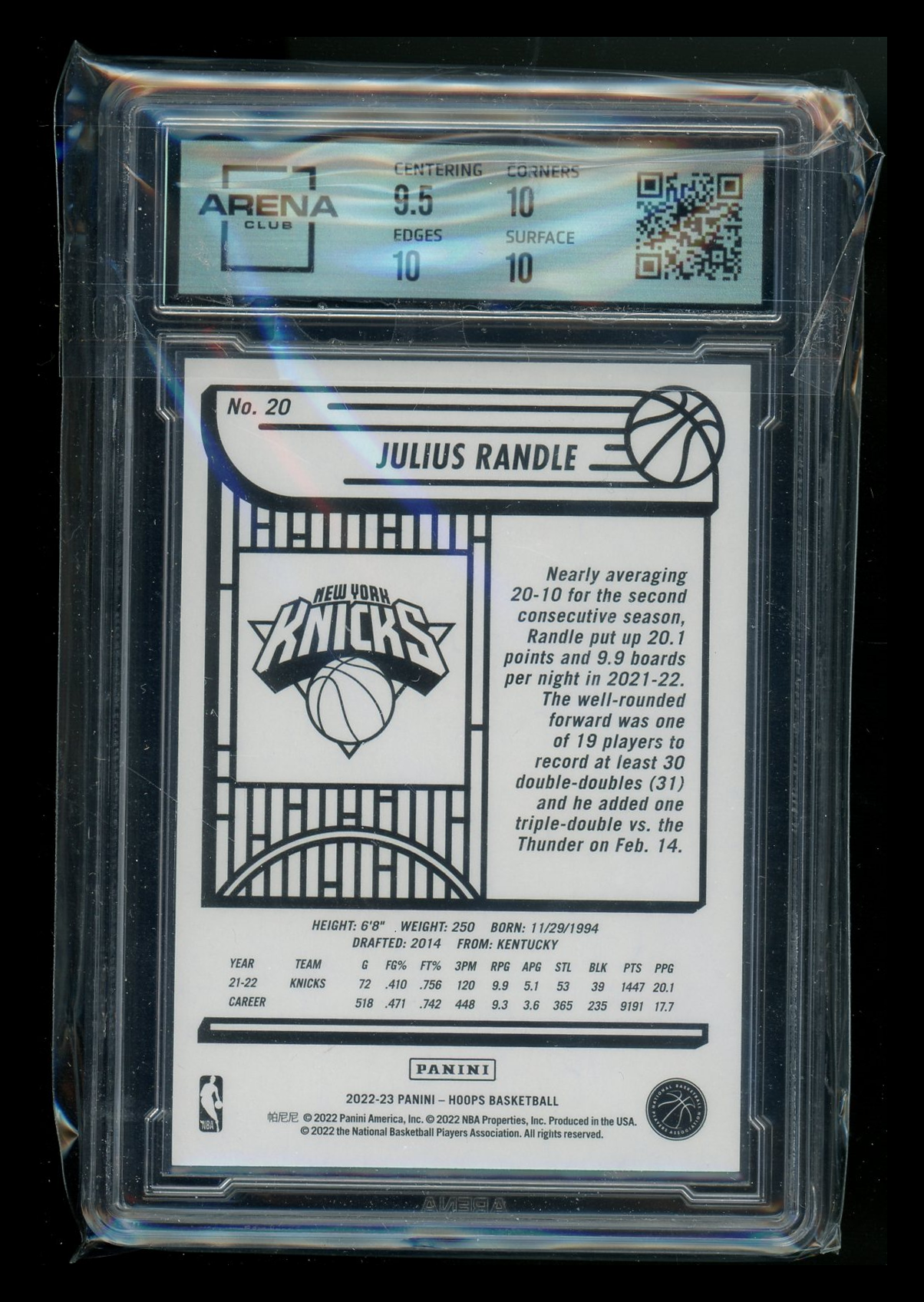 2022-23 Panini Hoops Julius Randle #20 Basketball Arena Club 10