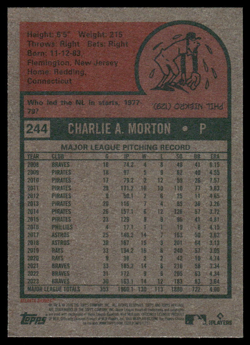 2024 Topps Heritage Charlie Morton #244 Baseball