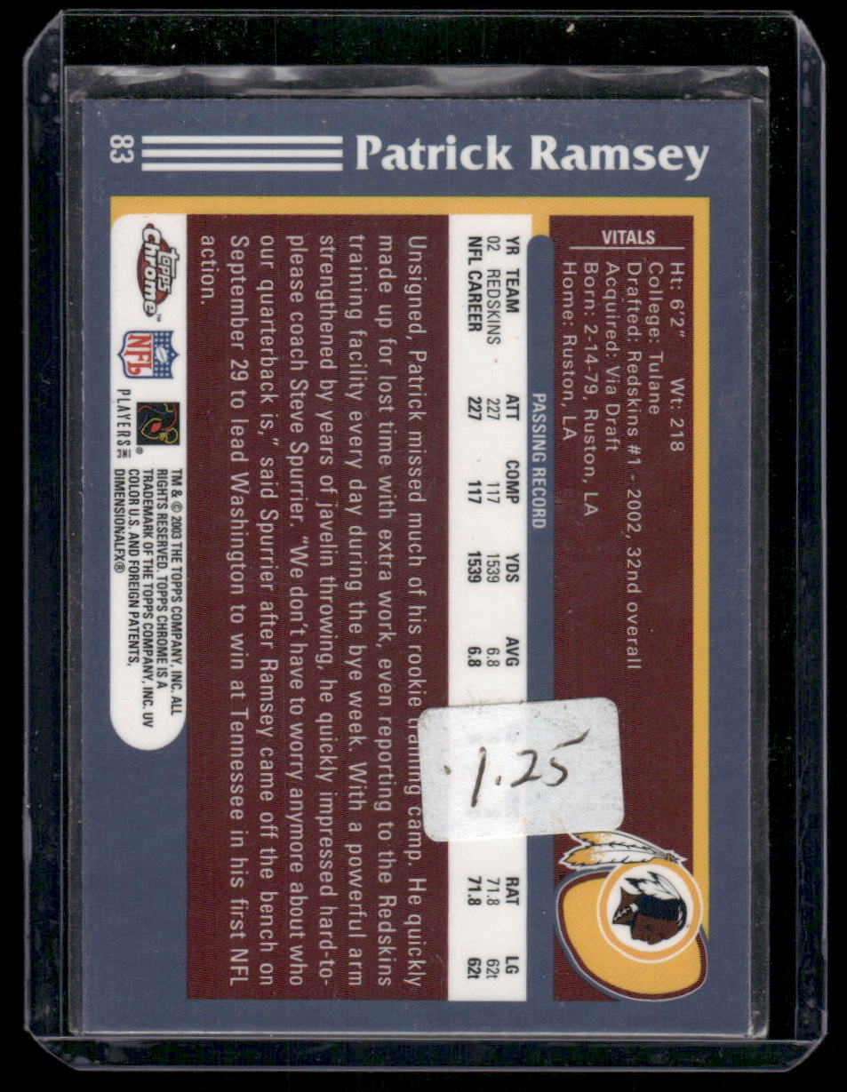 2003 Topps Chrome Patrick Ramsey #83 Football