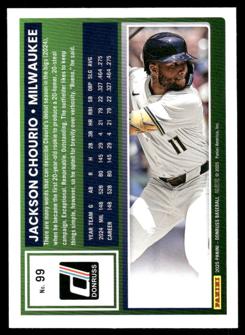 2025 Donruss Jackson Chourio #99 Baseball