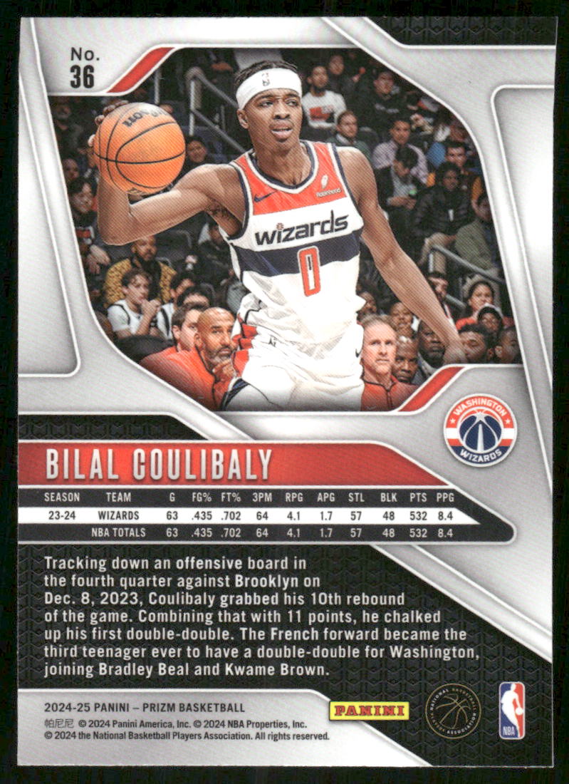 2024-25 Panini Prizm Bilal Coulibaly #36 Basketball