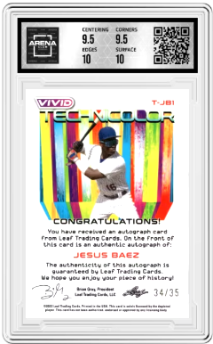 2022 Leaf Vivid Jesus Baez #T-JB1 Technicolor Red Auto 34/35 Arena Club 10