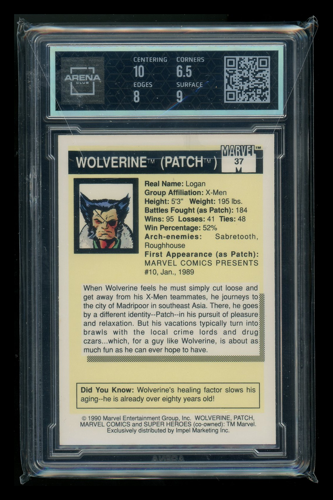 1990 Impel Marvel Universe Wolverine #37 Arena Club 7