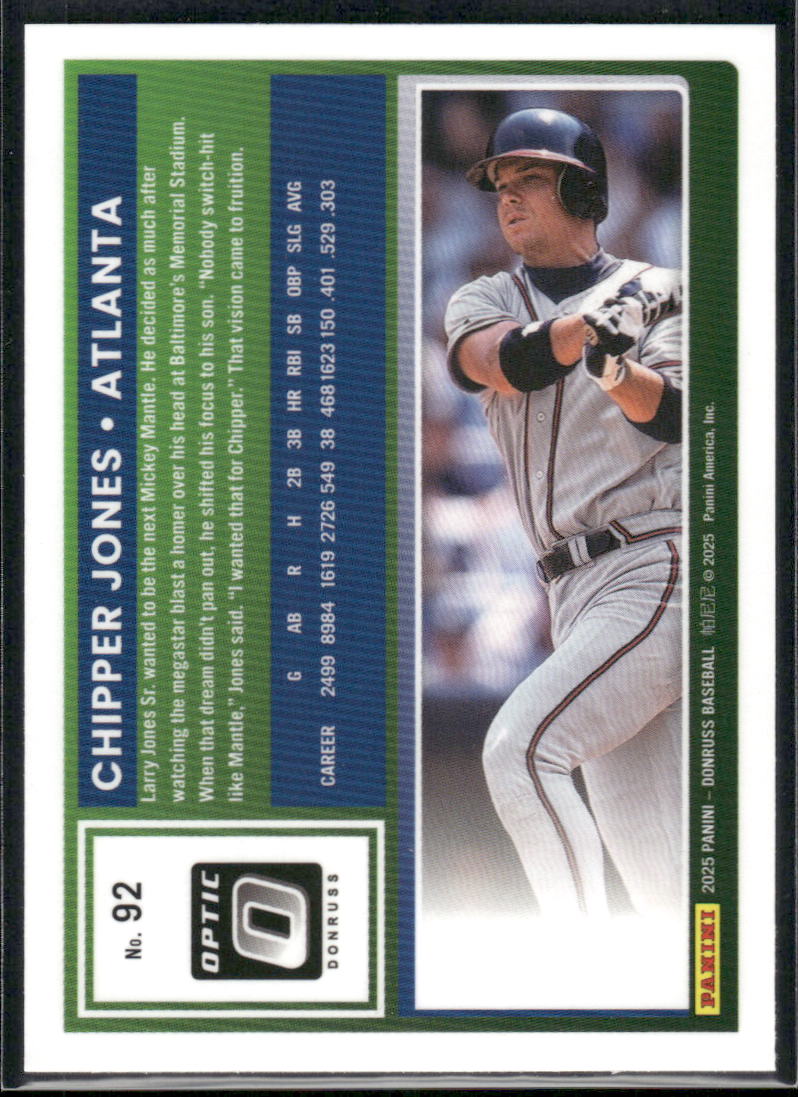 2025 Donruss Chipper Jones #92 Optic Baseball