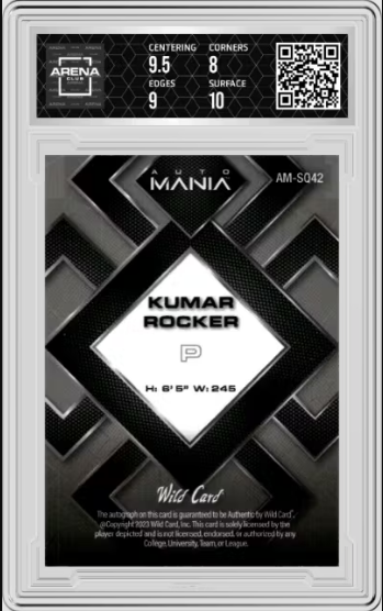 2023 Wild Card Auto Mania Kumar Rocker Square Auto Green Rainbow 1/15 AC 8.5/10