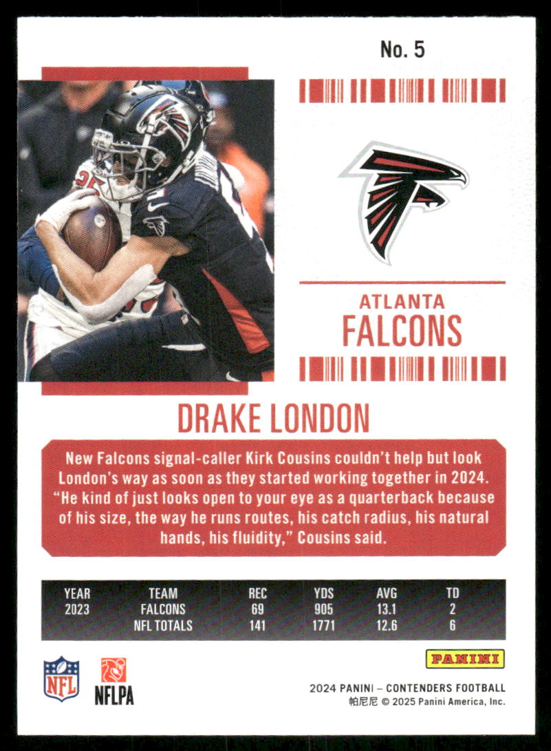 2024 Panini Contenders Football Drake London #5 Football