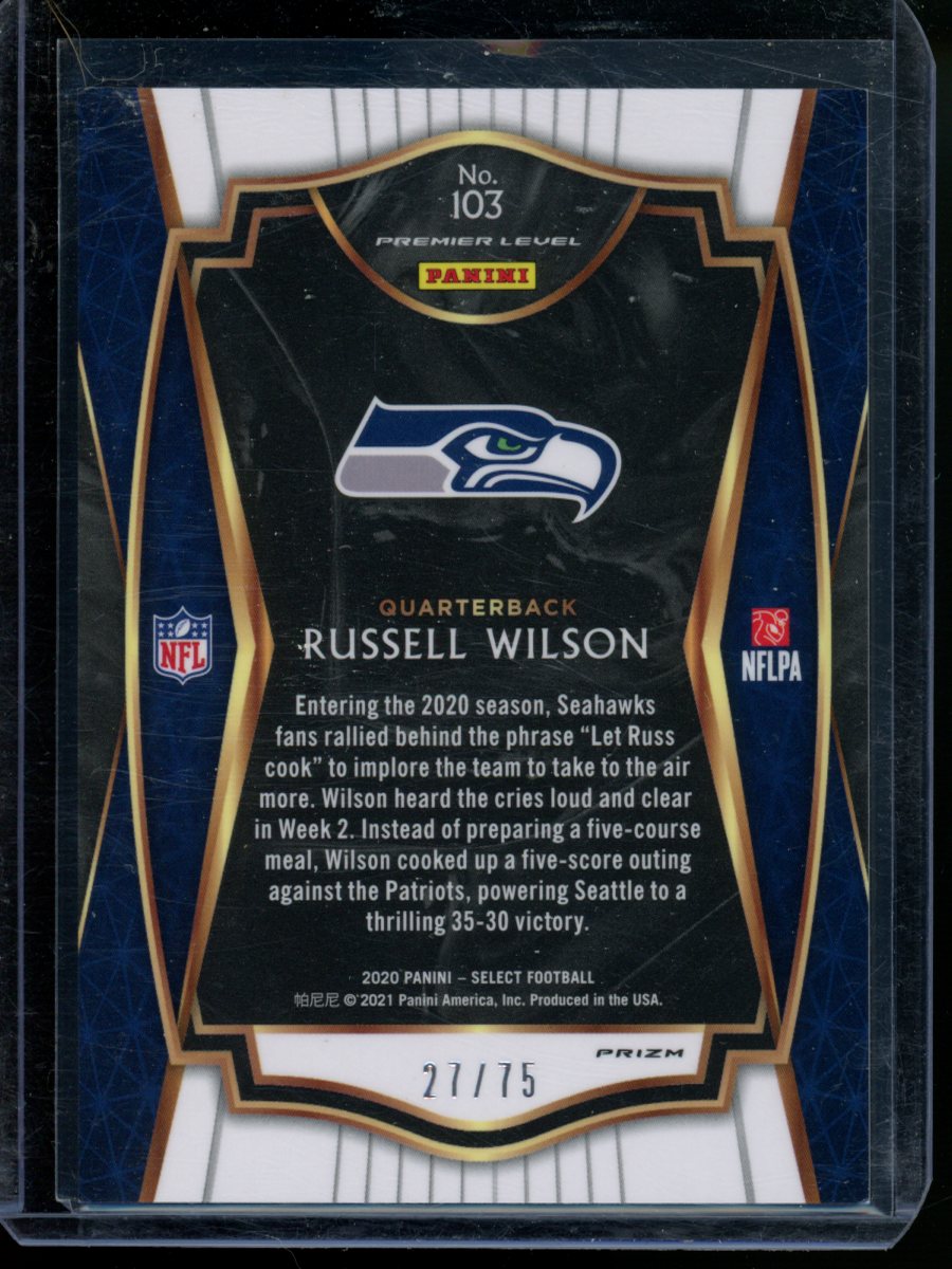 2020 Panini Select Russell Wilson #103 Prizm Purple 27/75 Football