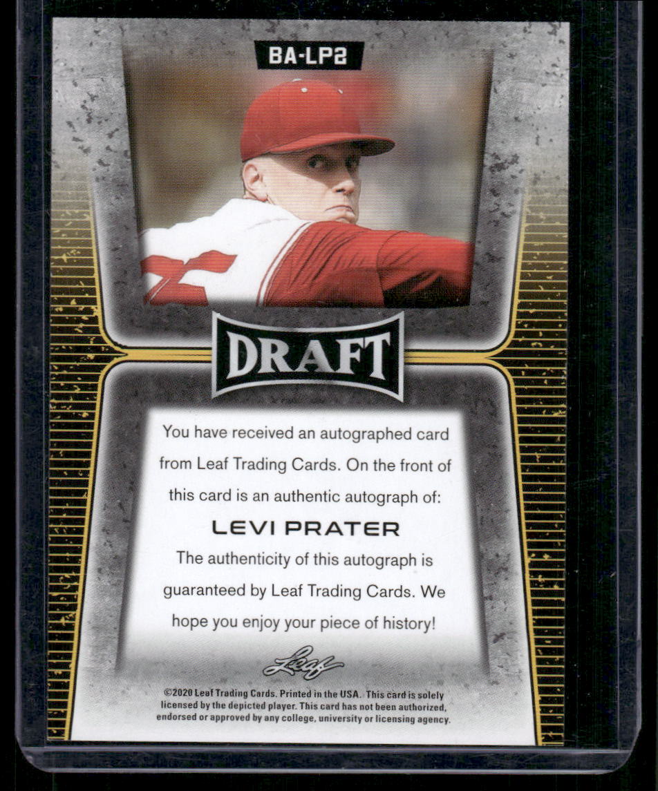 2020 Leaf Draft Levi Prater #BA-LP2 Auto RC Baseball