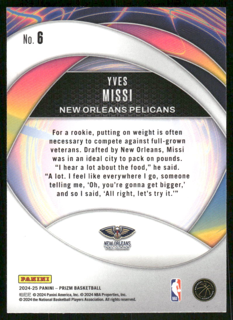 2024-25 Panini Prizm Instant Impact Yves Missi #No. 6 RC Basketball
