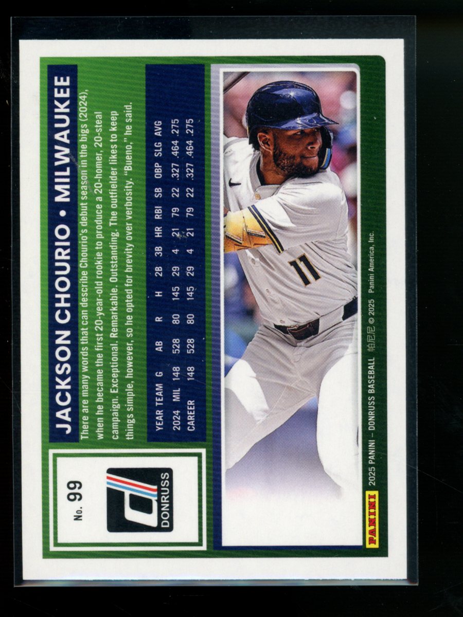 2025 Panini Donruss Jackson Chourio #99 Baseball