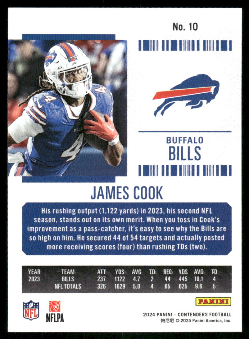 2024 Panini Contenders Football James Cook #10 Football