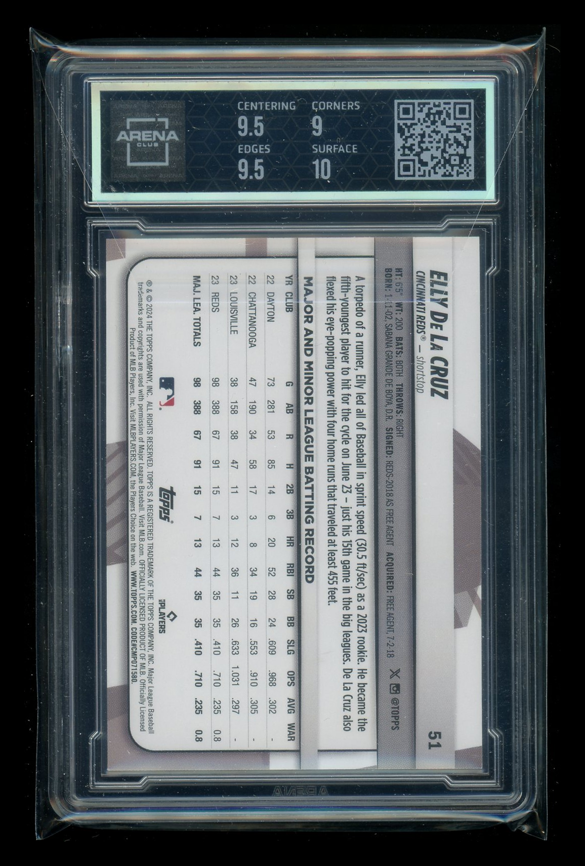 2023 Topps Big League Elly De La Cruz #51 RC Baseball Arena Club 9.5