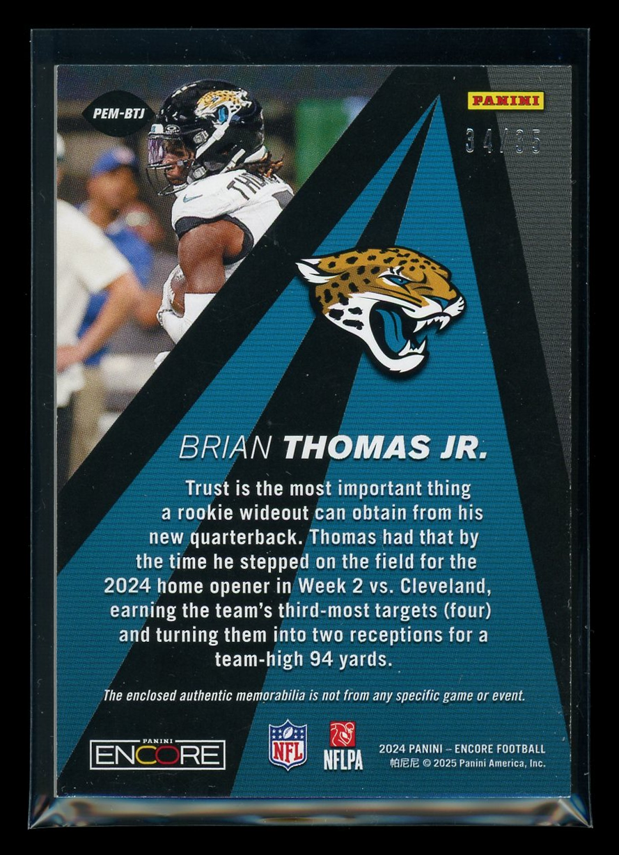 2025 Panini Pinnacle Xpress Brian Thomas Jr. #PEM-BTJ 34/35 RC Patch Football