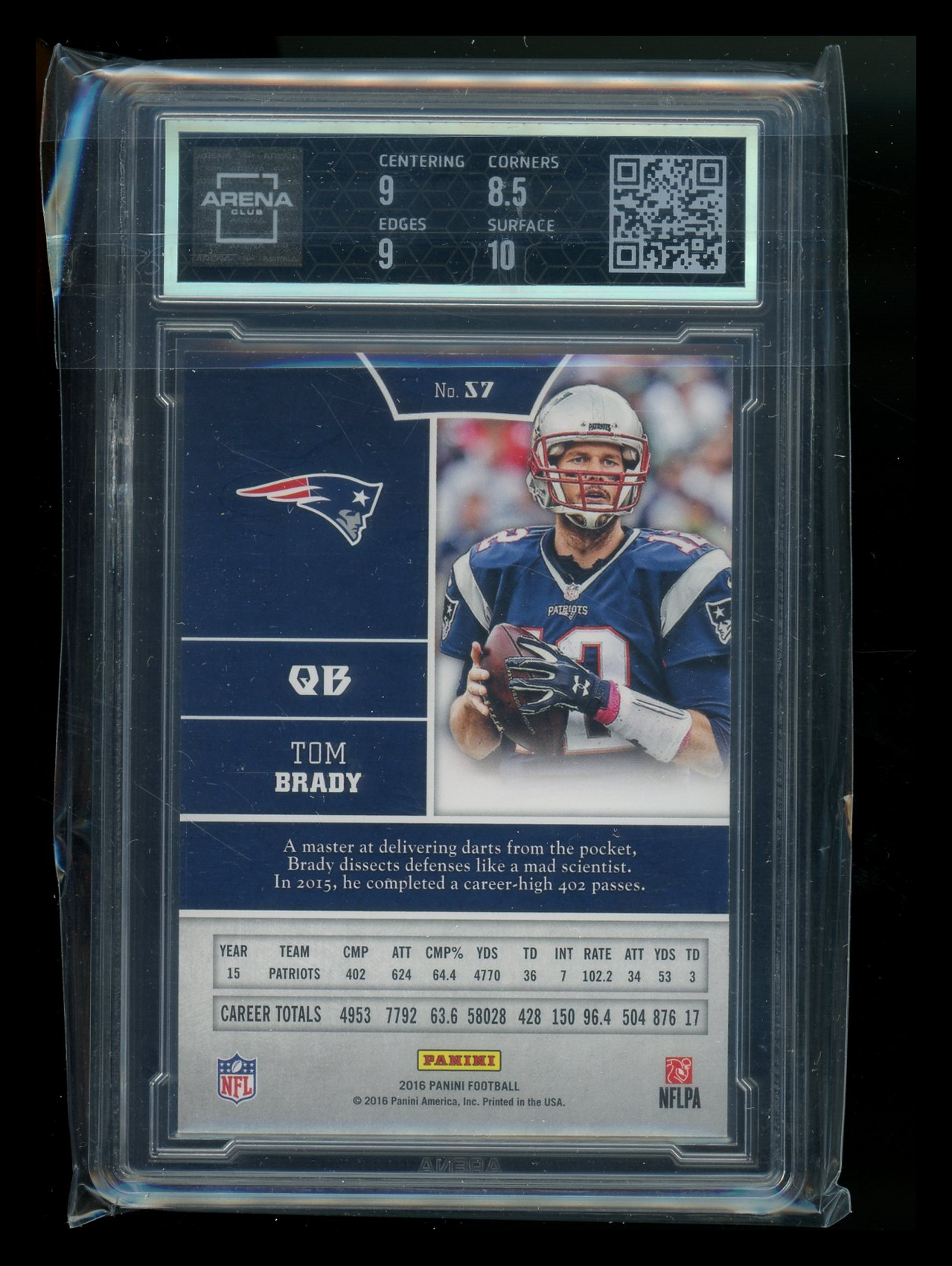 2016 Panini Football Tom Brady #57 Football Arena Club 9