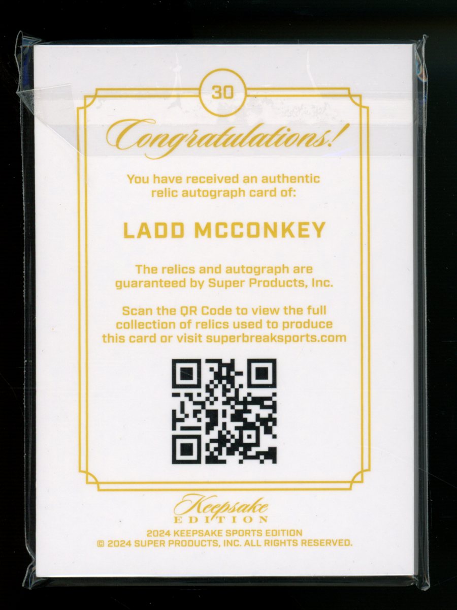 2024 Super Products Keepsake Edition Ladd McConkey #30 Autograph 62/75 Patch