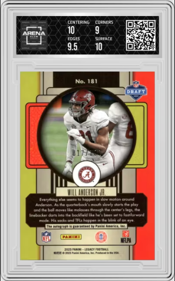2023 Panini Legacy Will Anderson Jr Rookie Premium Pen Bronze Auto 17/100