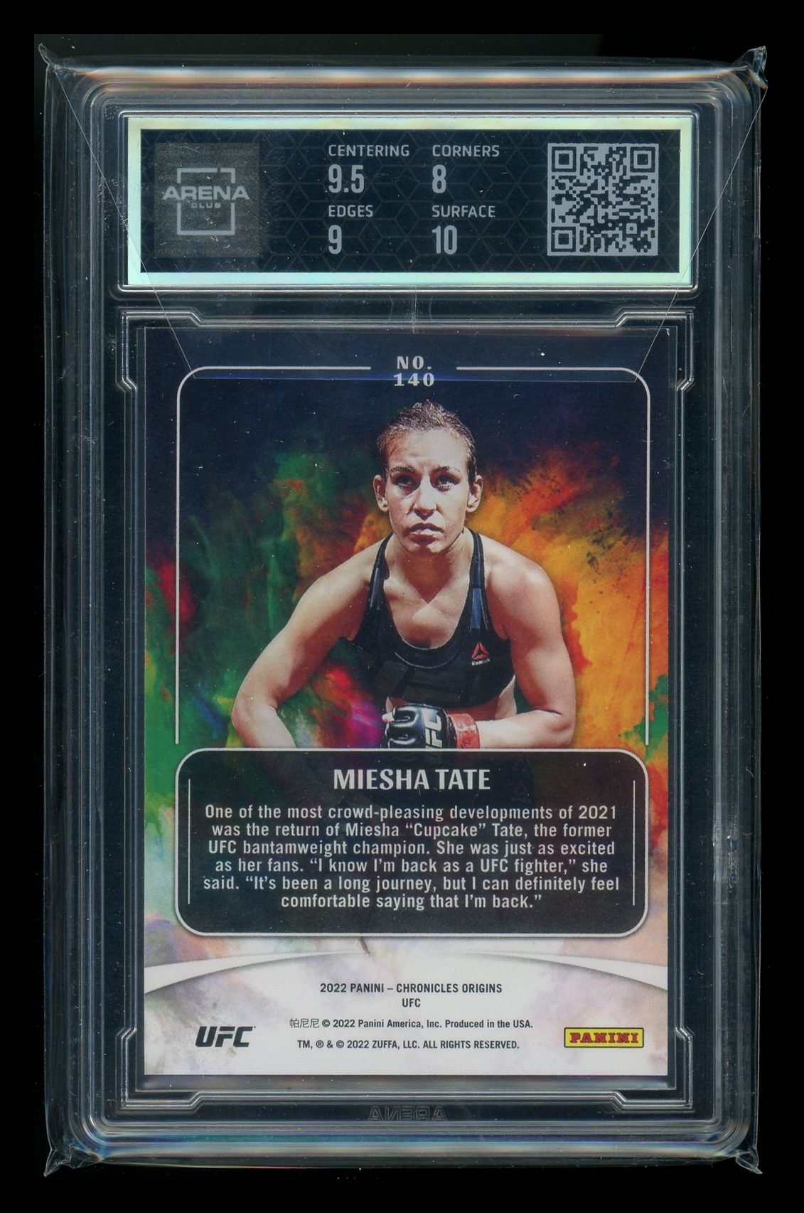 2022 Panini Chronicles UFC Origins Bronze Miesha Tate #140 MMA Arena Club 8.5
