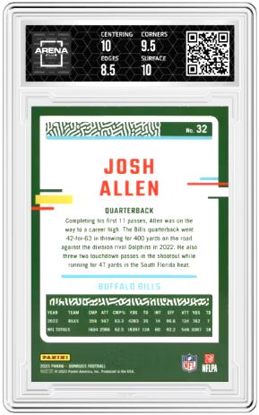 2023 Panini Donruss Josh Allen #32 No Name Football Arena Club 9