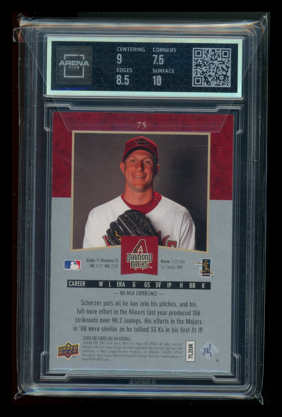2008 Upper Deck Timeline Max Scherzer #75 Baseball Arena Club 8