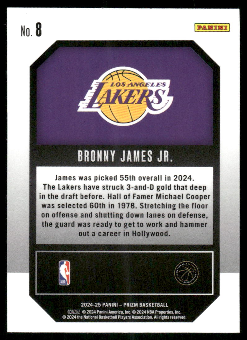 2024-25 Panini Prizm Emergent Bronny James Jr. #8 RC Basketball