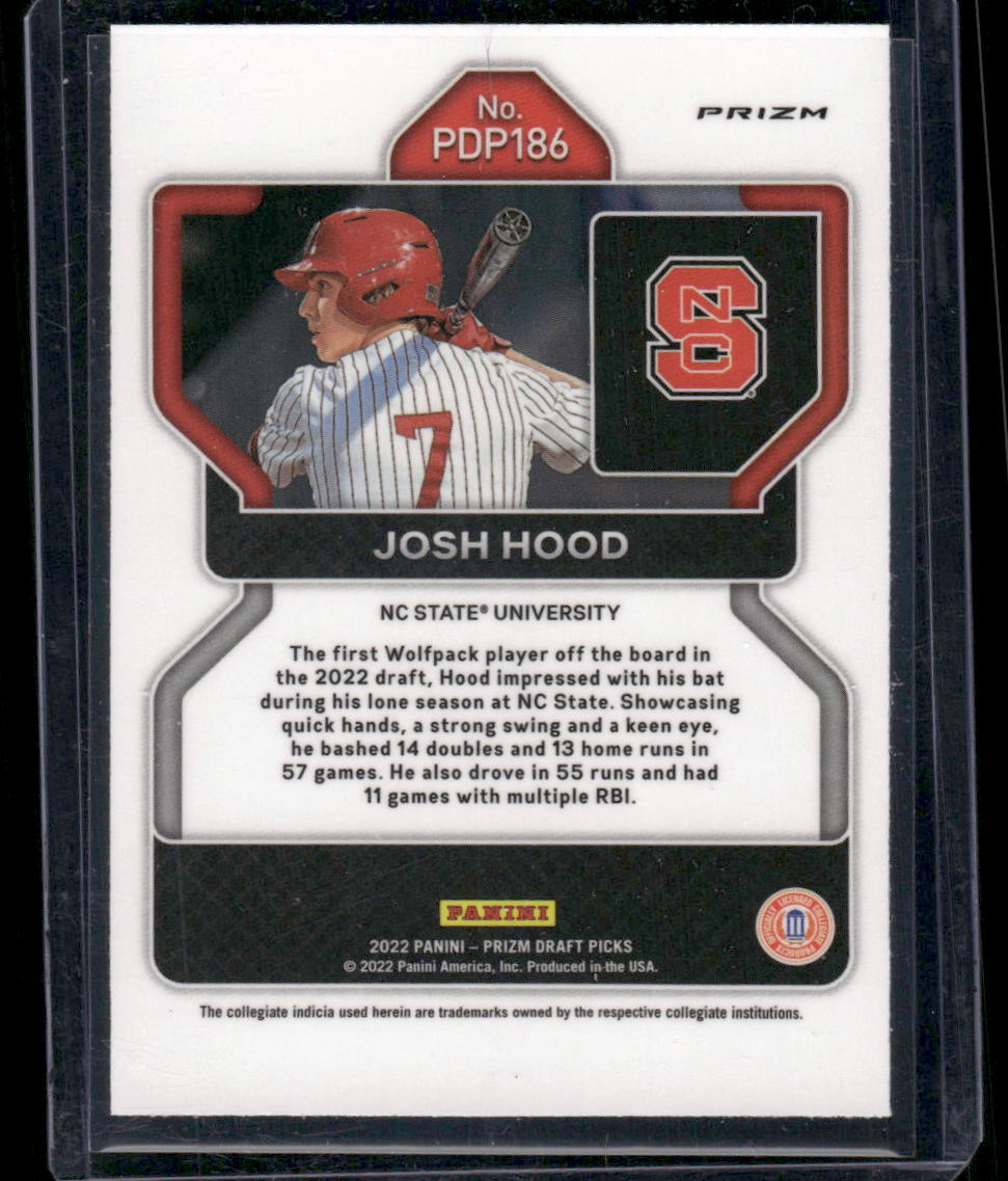 2022 Panini Prizm Draft Picks Josh Hood #PDP186 Black Baseball