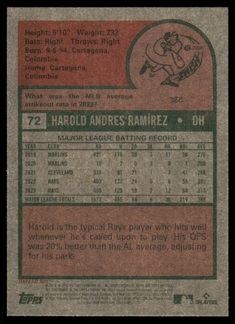 2024 Topps Heritage Harold Ramírez #72 Baseball