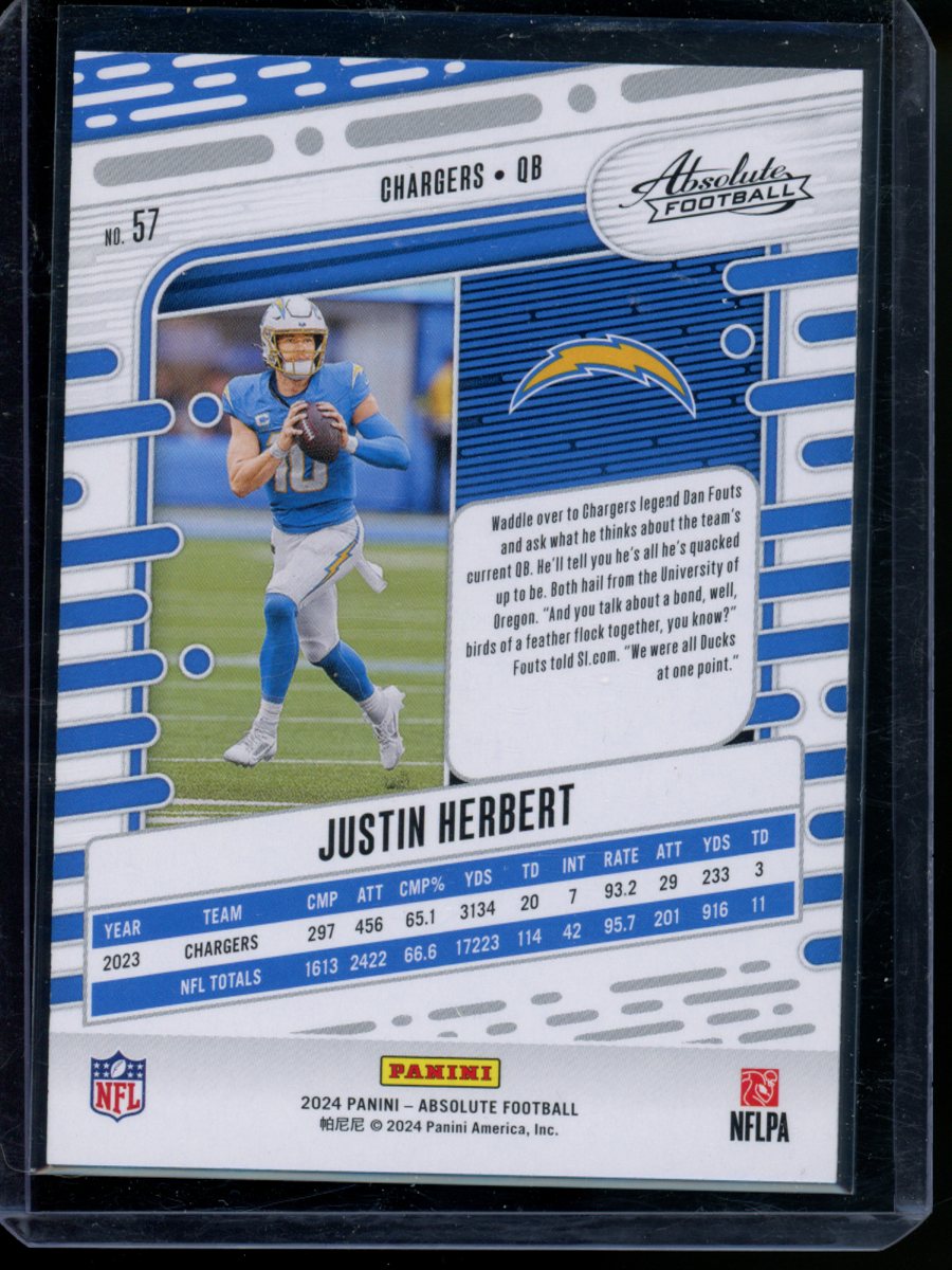 2024 Panini Absolute Football Justin Herbert #57 Red White & Blue Kaleidoscope