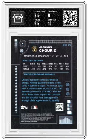 2024 Bowman Jackson Chourio #BAI-16 AI Baseball Arena Club 9.5