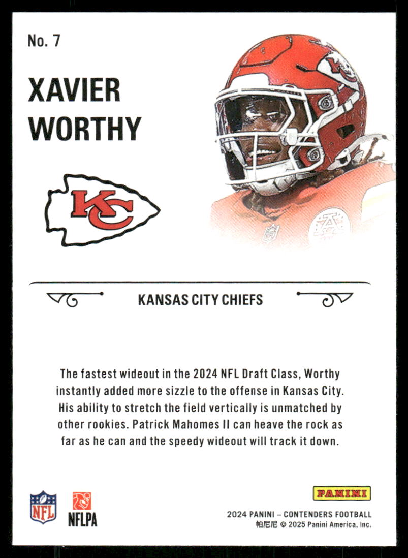 2025 Panini Contenders Rookie Stallions Xavier Worthy #No. 7 Football
