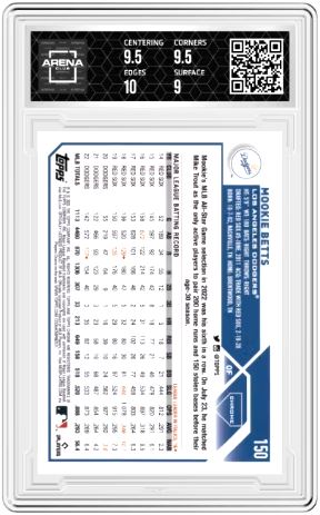 2023 Topps Chrome Mookie Betts #150 Negative Refractor Baseball Arena Club 9.5
