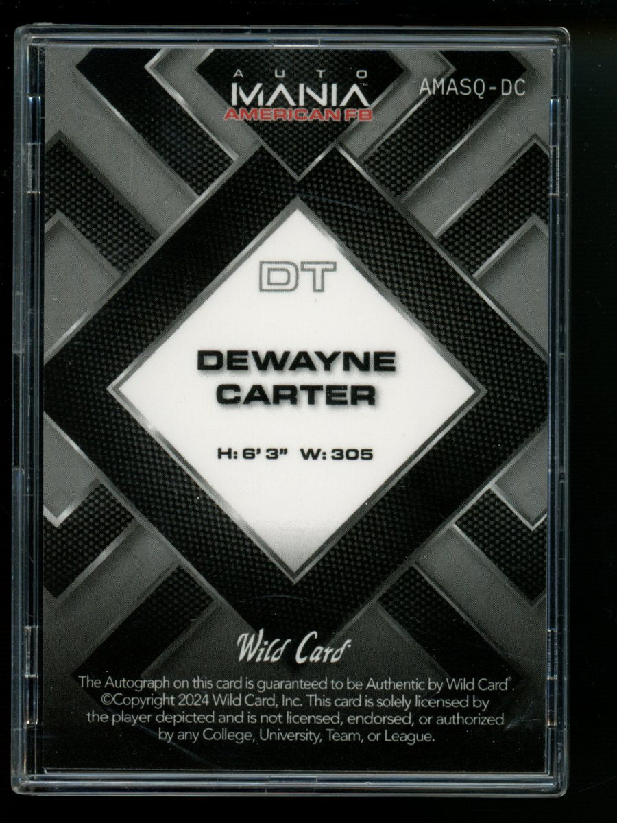 2024 Wild Card AutoMania American FB Dewayne Carter #AMASQ-DC 10/10 Football