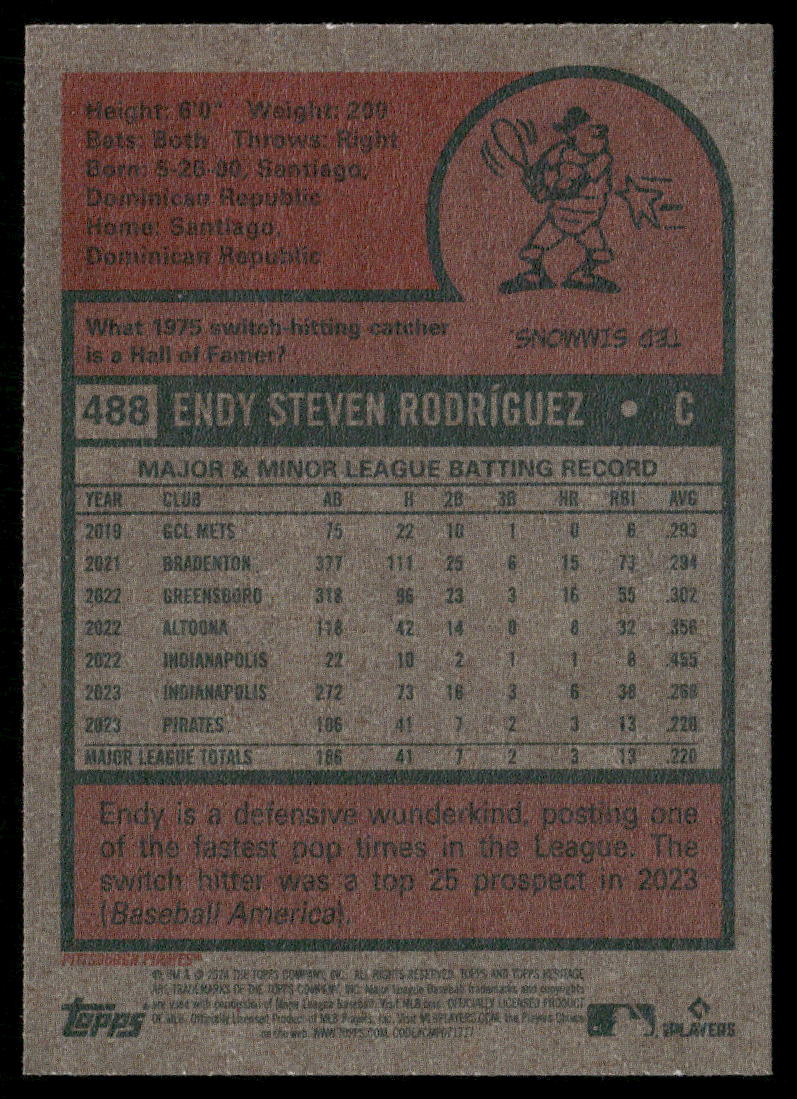 2024 Topps Heritage Endy Rodríguez #488 RC Baseball