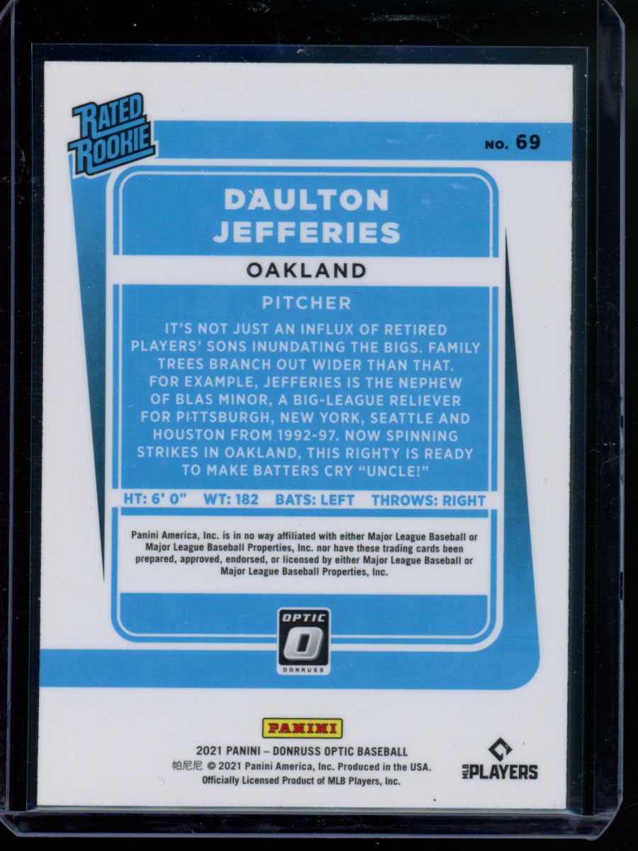 2021 Panini Donruss Optic Daulton Jefferies #69 Rated Rookie Baseball