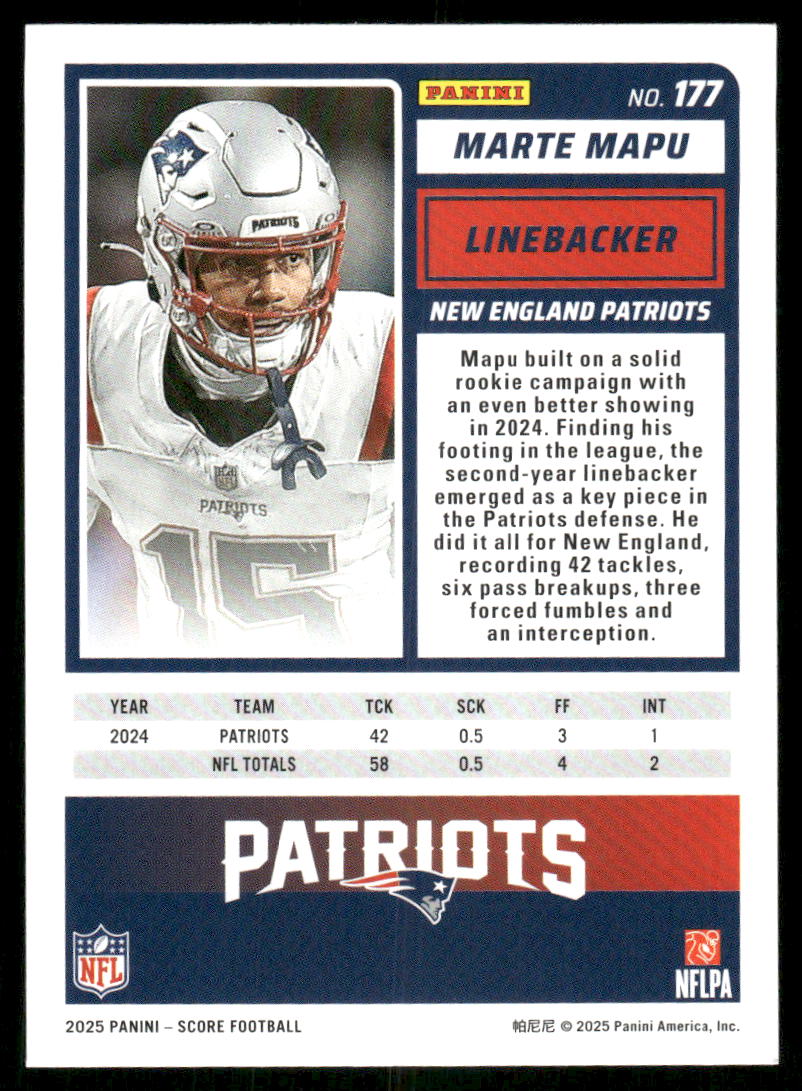 2025 Score a Treat Marte Mapu #177 Football