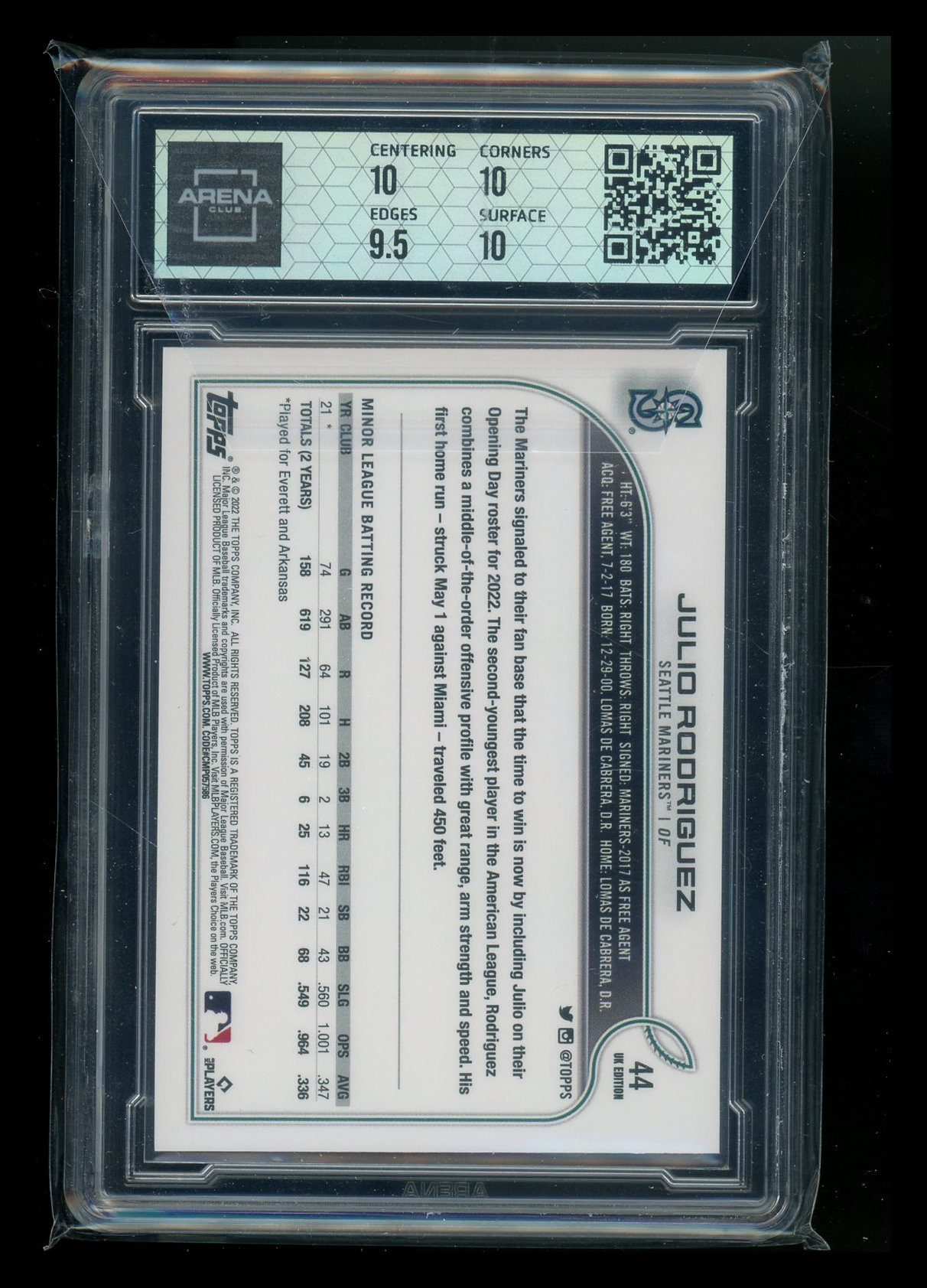 2022 Topps UK Edition Julio Rodriguez #44 RC Baseball Arena Club 10