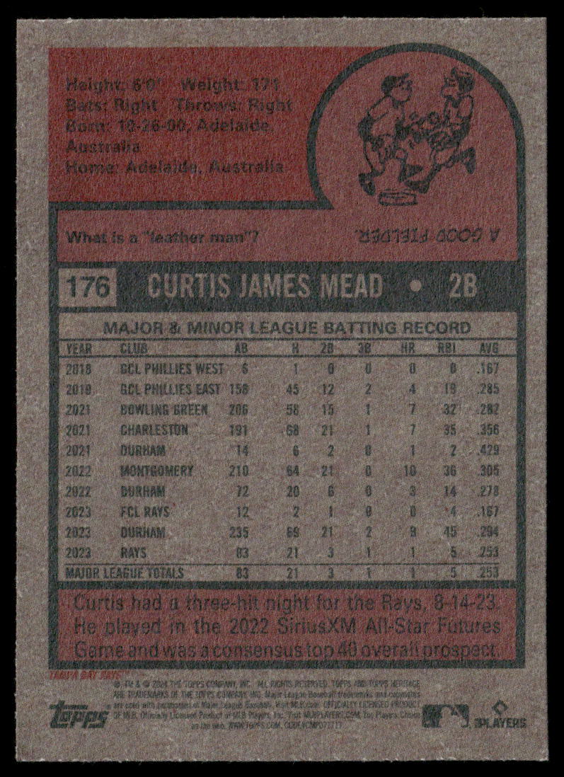 2024 Topps Heritage Curtis Mead #176 RC Baseball