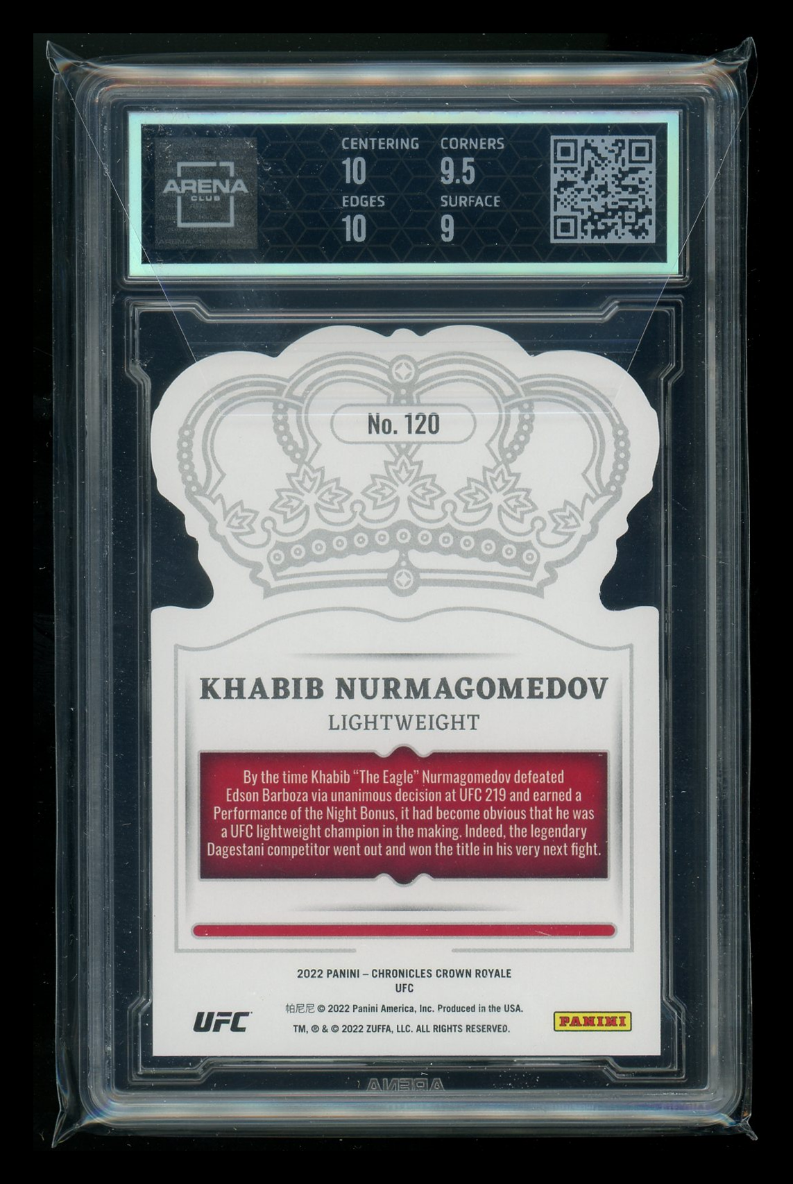 2022 Panini Chronicles UFC Crown Royale Khabib Nurmagomedov #120 Bronze AC 9.5