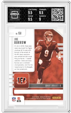 2020 Panini Absolute Green Joe Burrow #158 RC Football Arena Club 9.5