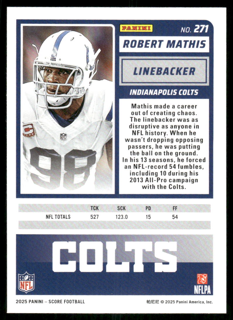 2025 Score A Treat Robert Mathis #271 Football