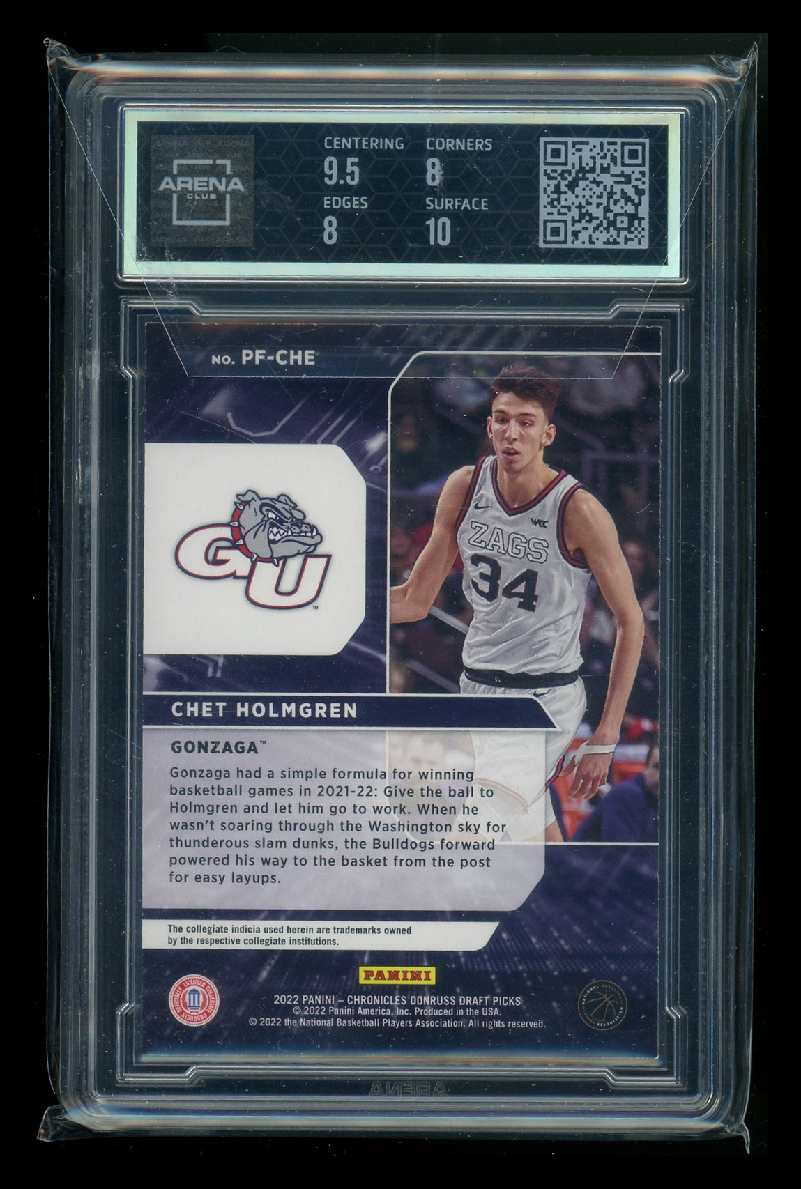 2022-23 Panini Chronicles Draft Picks Power Formulas Chet Holmgren PF-CHE AC 8.5