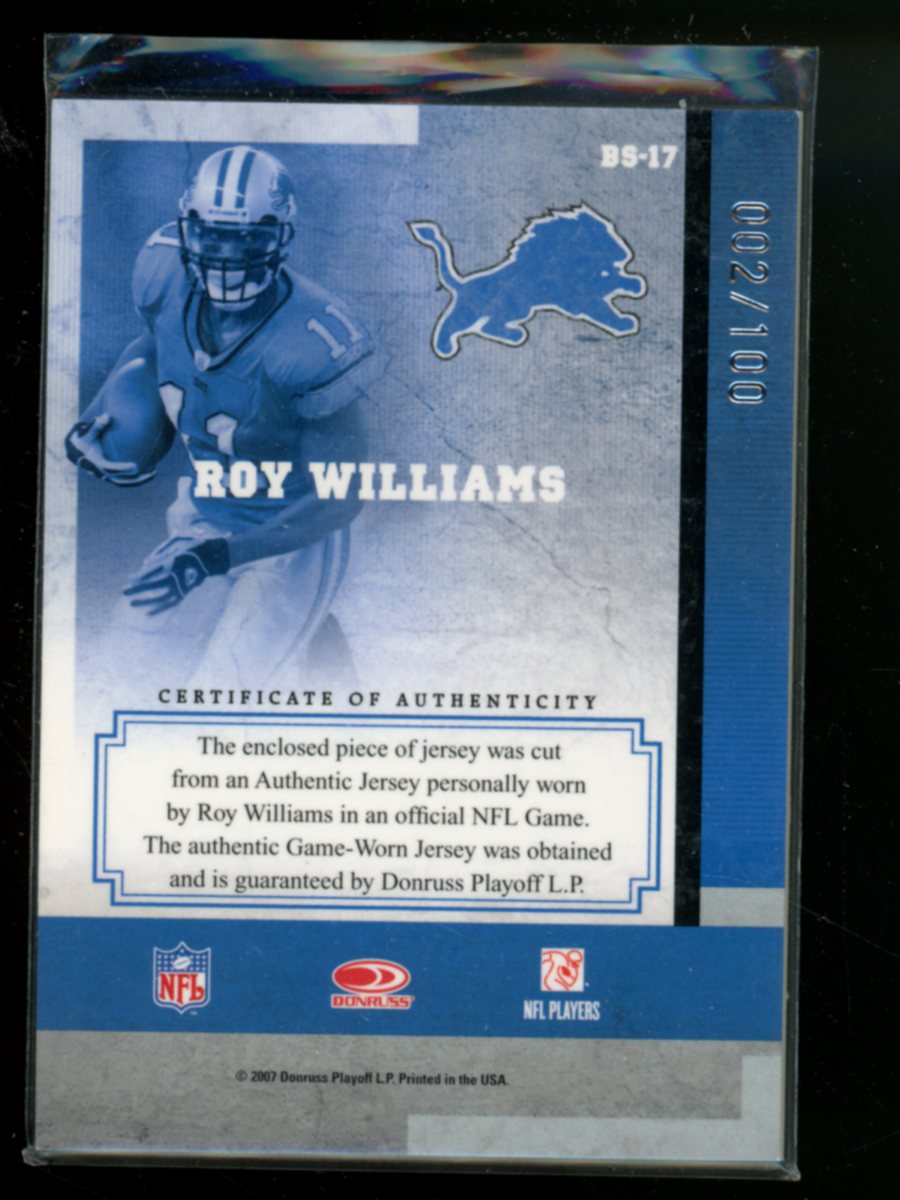 2007 Leaf Limited Banner Season Roy Williams #BS-17 Game-Worn Jersey 002/100