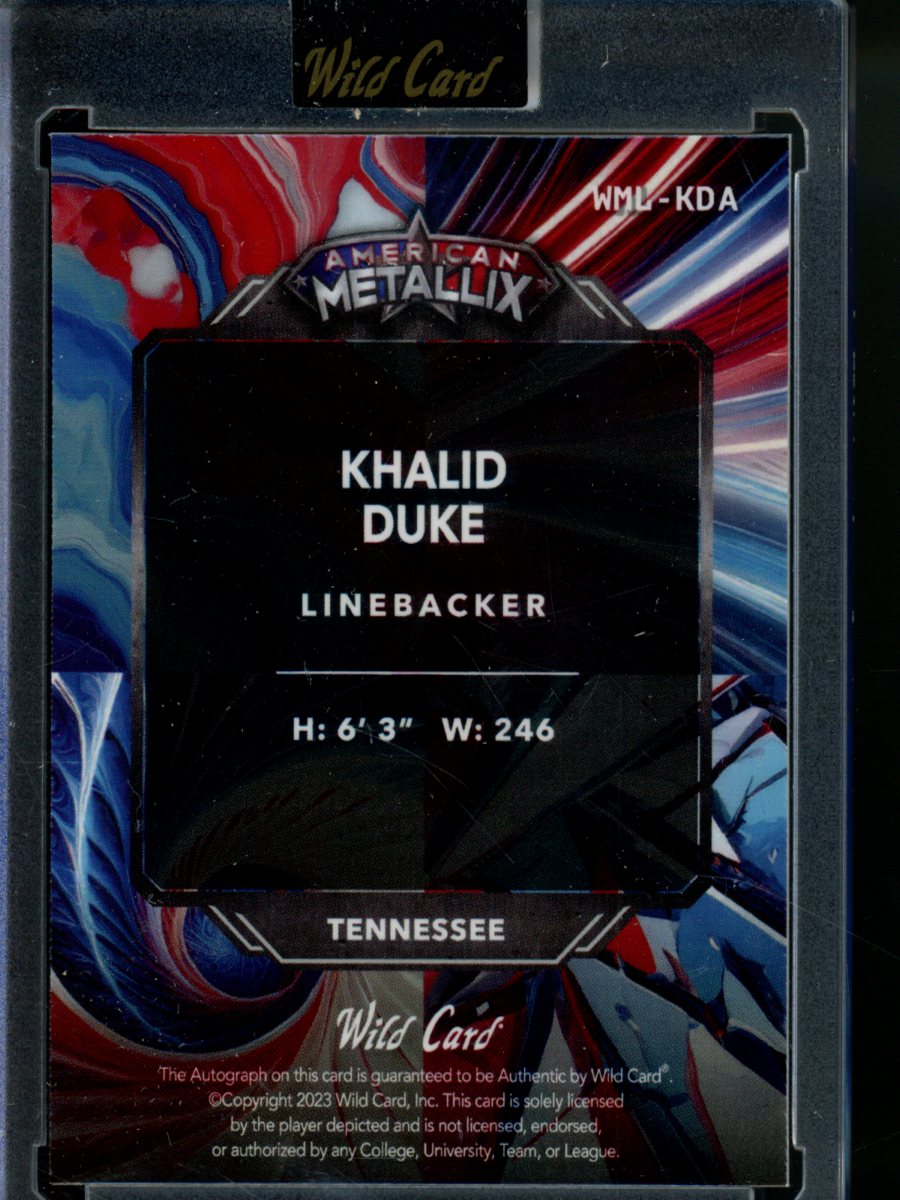 2023 Wild Card American MetalLix Khalid Duke #WML-KDA 8/9 Autograph Football
