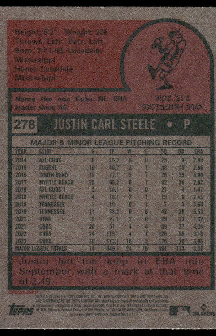 2022 Topps Heritage Justin Steele #278 Baseball