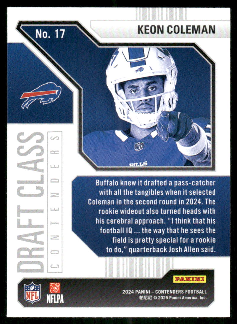 2025 Panini Contenders Draft Class Keon Coleman #17 Football